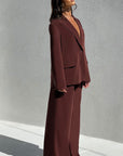 Jenna Oversized Suit Jacket - Brown