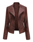 Flip Col Leather Jacket