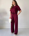 Julia - Casual Round Neck Top And Drawstring Pant