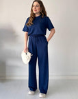 Julia - Casual Round Neck Top And Drawstring Pant