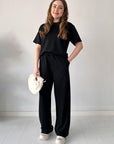 Julia - Casual Round Neck Top And Drawstring Pant