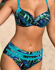 Hailey Leaf Print High-Waisted Bikini