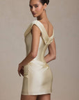Melissa Off-Shoulder Draped Mini Dress