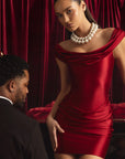Melissa Off-Shoulder Draped Mini Dress