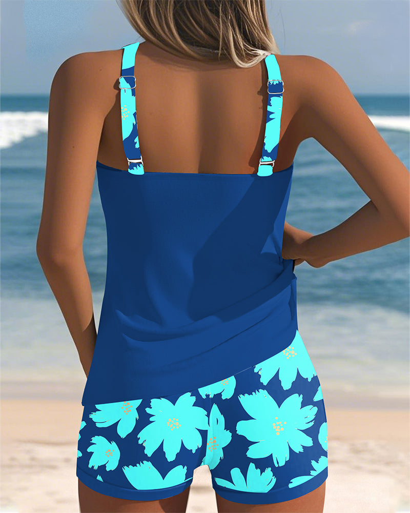 Jumila U-Neck Sleeveless Printed Tankini