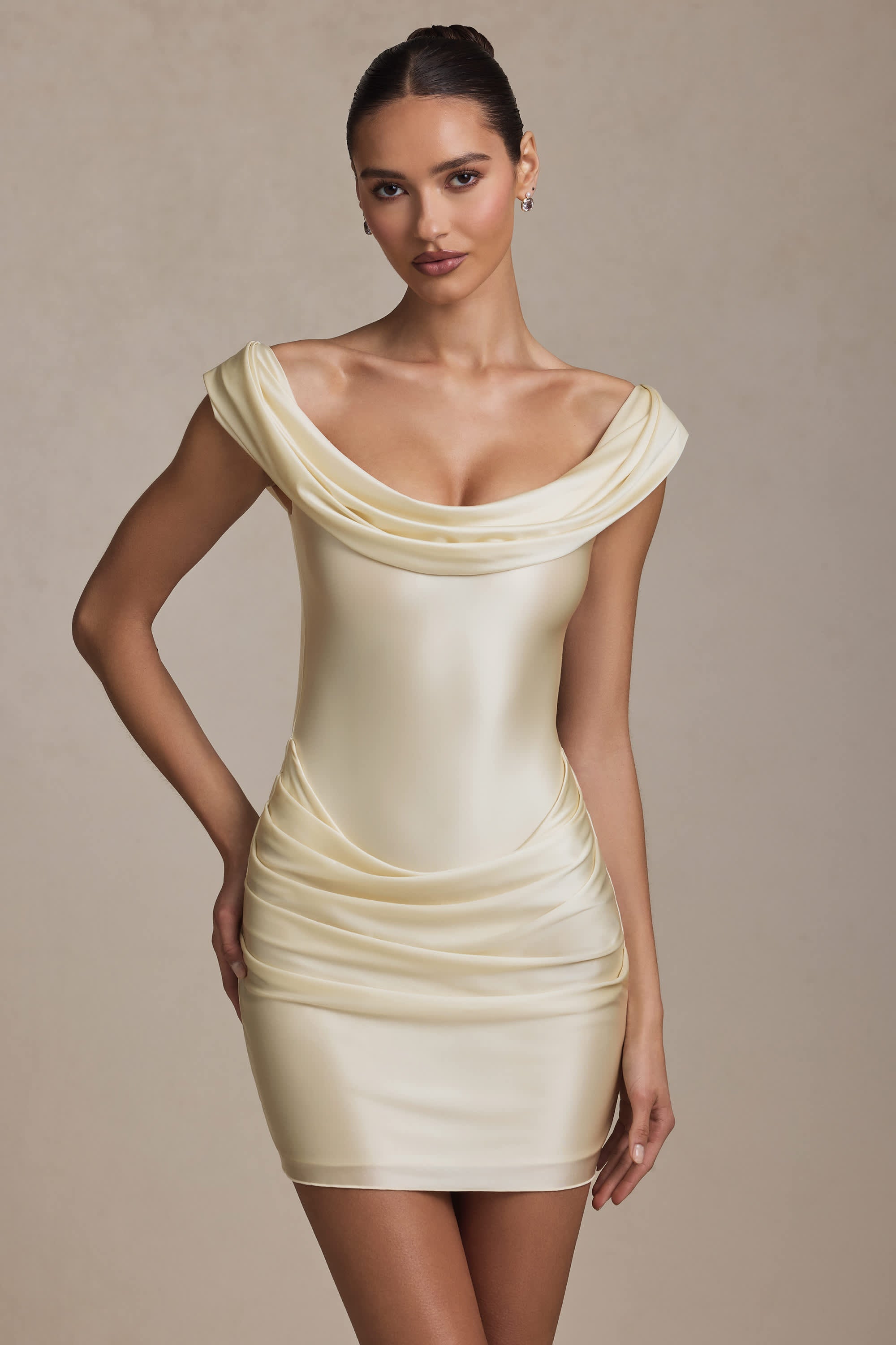 Melissa Off-Shoulder Draped Mini Dress