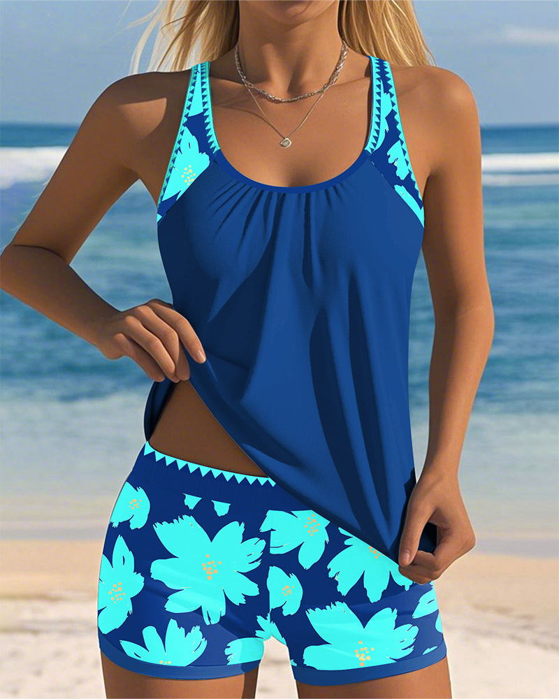 Jumila U-Neck Sleeveless Printed Tankini