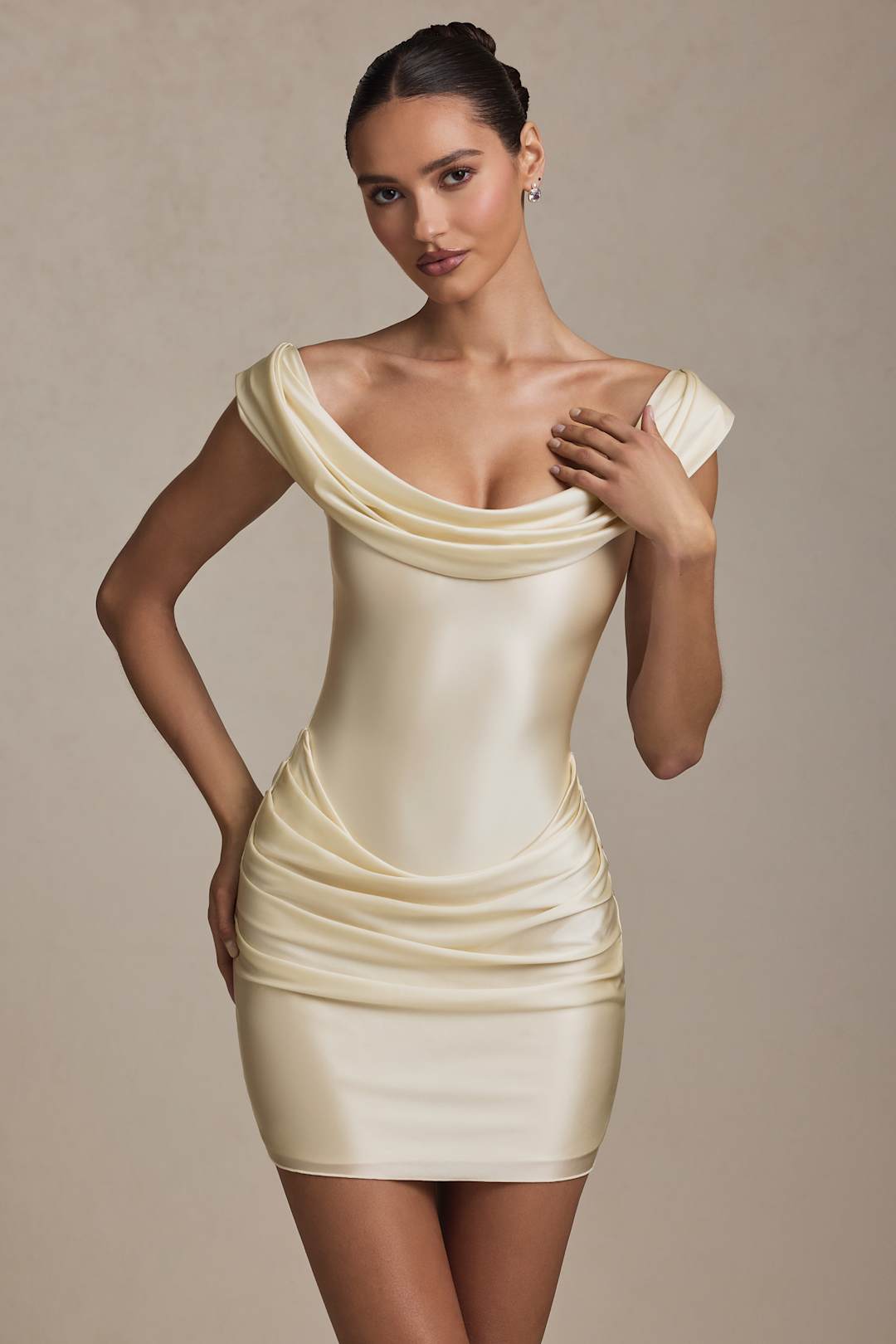 Melissa Off-Shoulder Draped Mini Dress