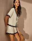 Contrast Trim V-Neck Shorts Set