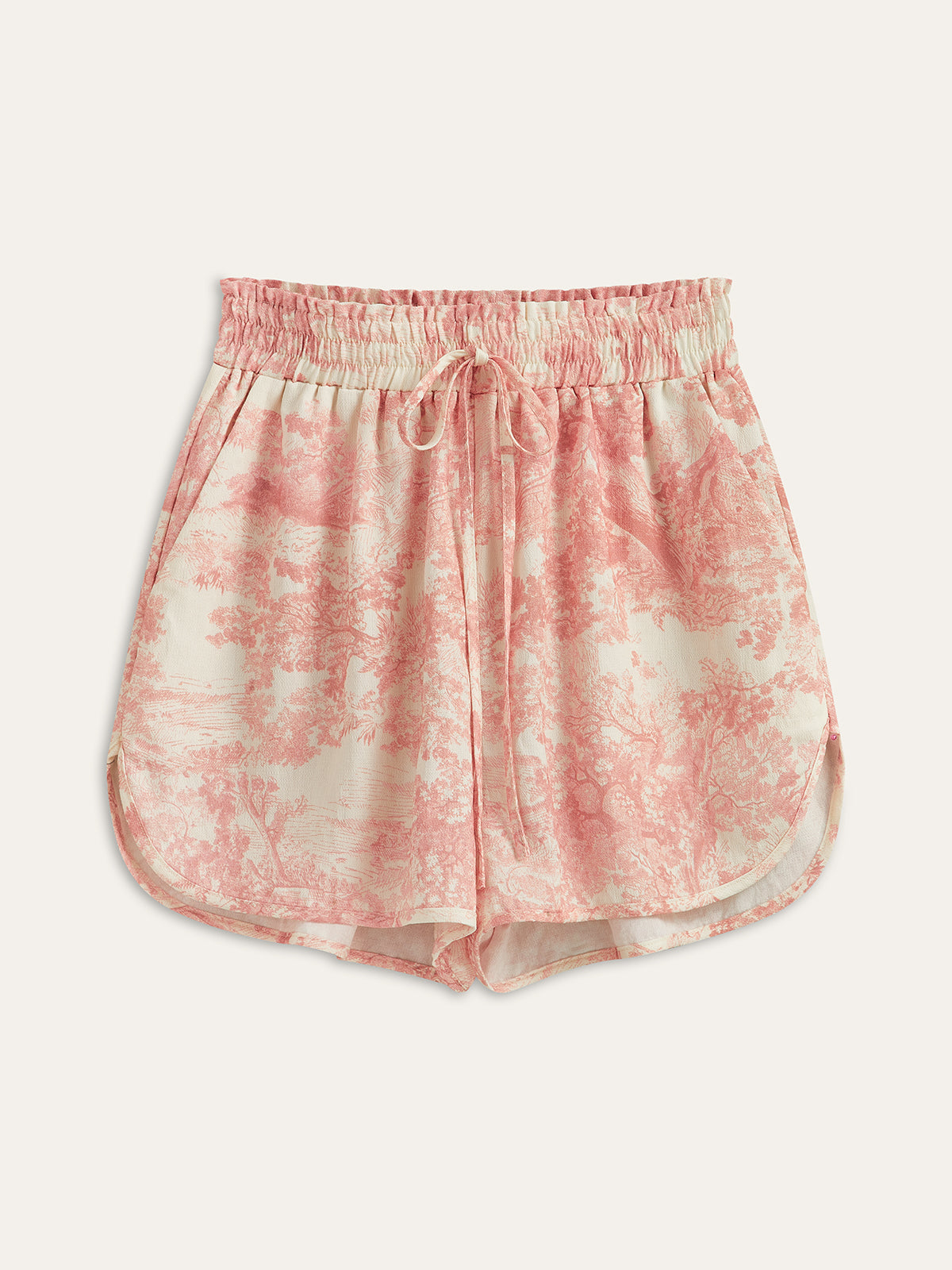Contrast Trimmed Printed Shorts Set