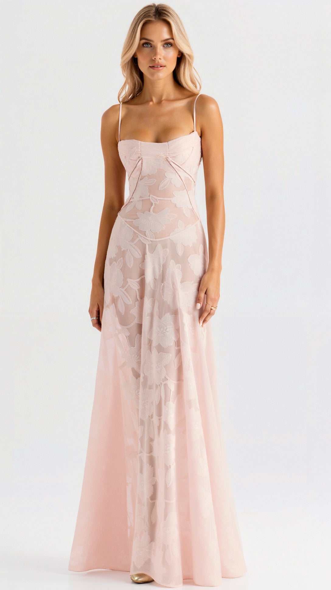 Chic Long Dress with Lace-Up Back Detail
