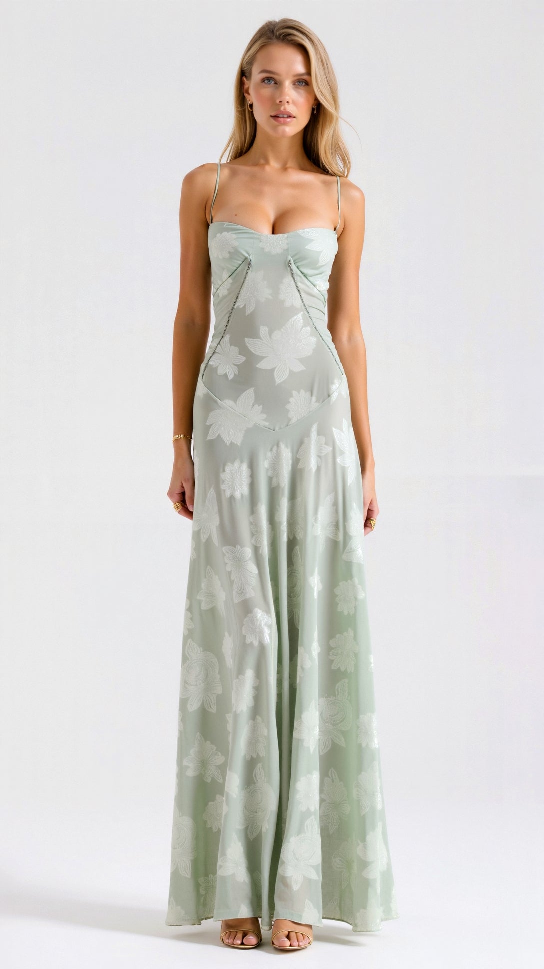 Chic Long Dress with Lace-Up Back Detail