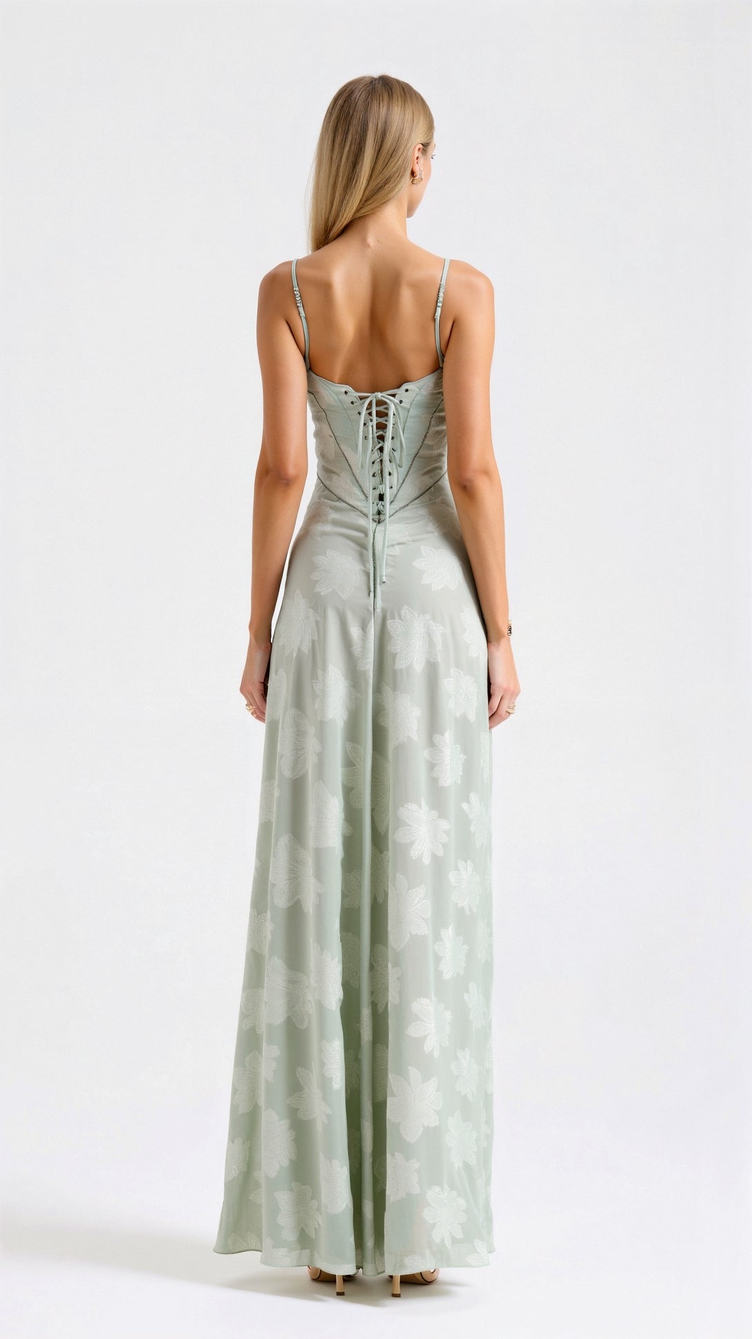 Chic Long Dress with Lace-Up Back Detail