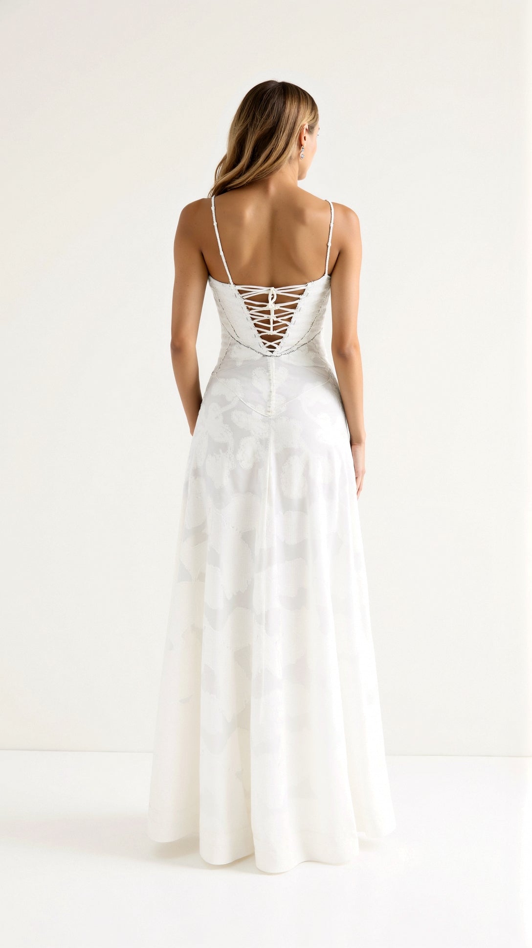 Chic Long Dress with Lace-Up Back Detail