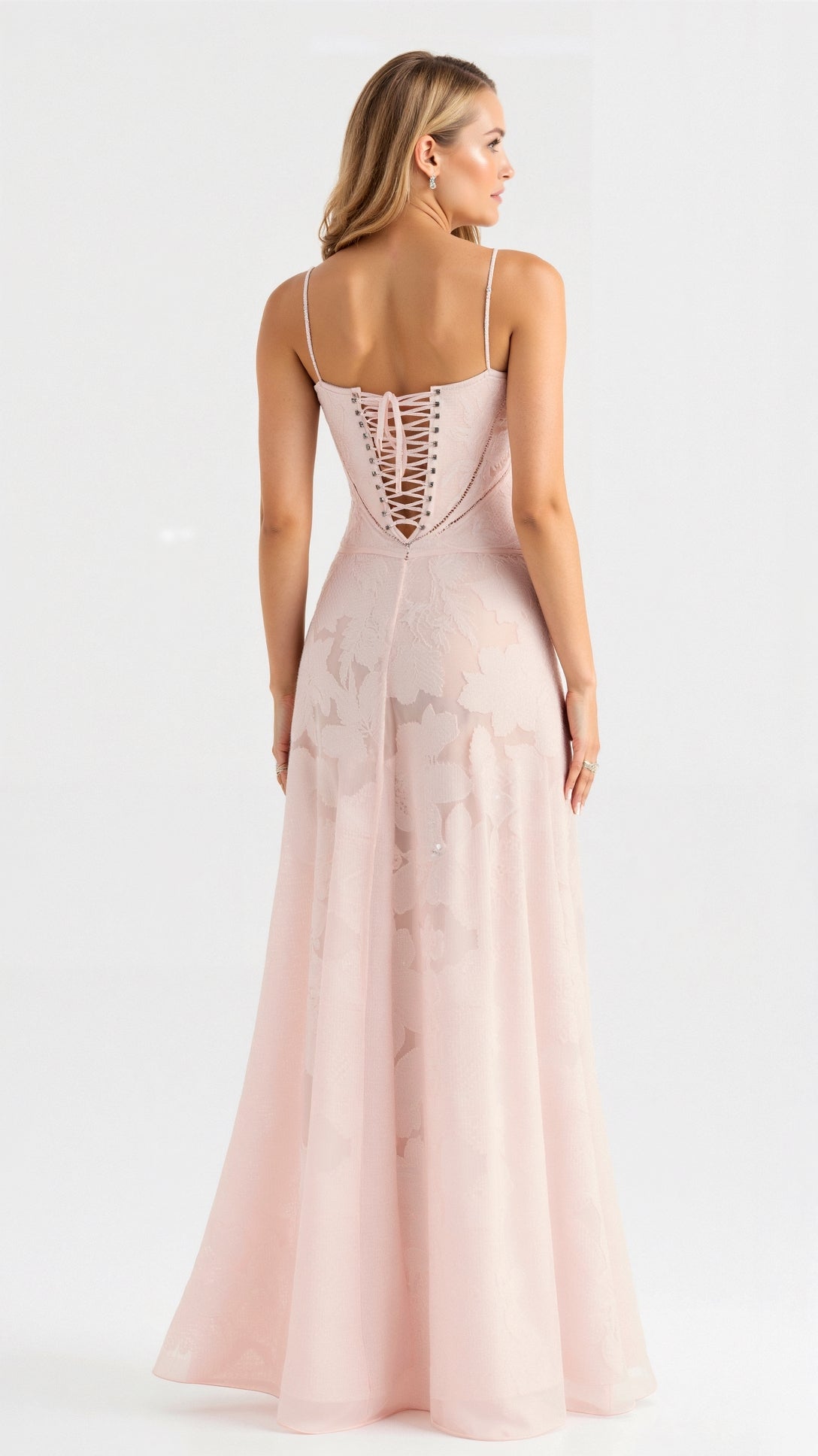 Chic Long Dress with Lace-Up Back Detail