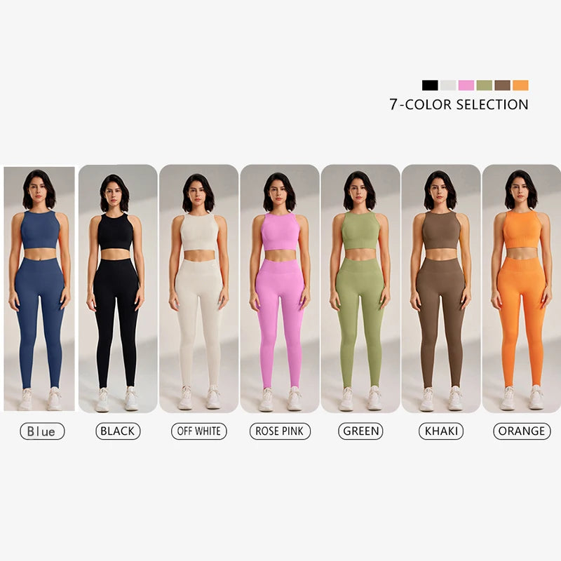 Yoga Clothing Set Women&#39;s High Waisted Leggings and Top Two Piece Seamless Fitness Exercise Clothing Fitness Underwear plus size