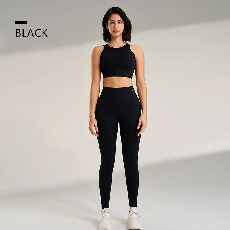 Yoga Clothing Set Women&#39;s High Waisted Leggings and Top Two Piece Seamless Fitness Exercise Clothing Fitness Underwear plus size