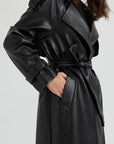 Delphine Extra Long Leather Trench Coat