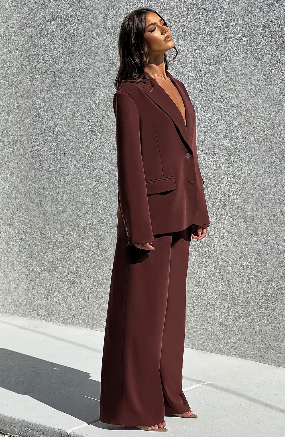 Jenna  Oversized Suit Jacket - Brown