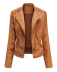 Flip Col Leather Jacket