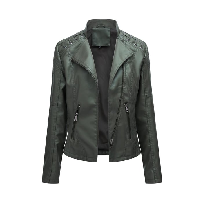 Flip Col Leather Jacket