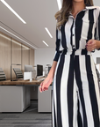 Zebra Print Top and Wide-Leg Pants Ensemble