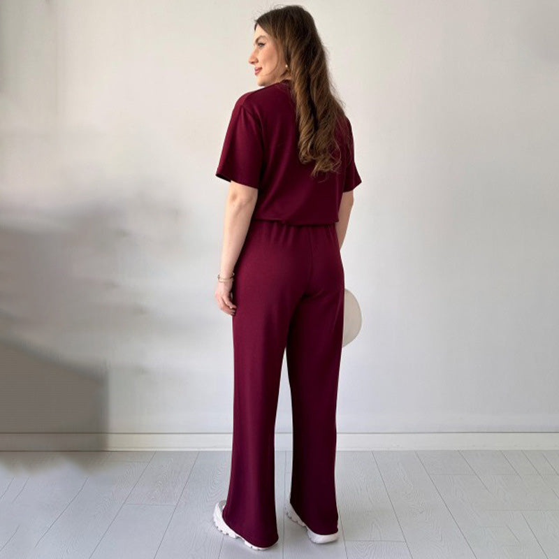 Julia - Casual Round Neck Top And Drawstring Pant